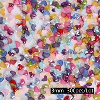 50-300pcs/bag 3/4/6/8/10/12mm Colorful Heart-Shaped Half Round Flat Beaded DIY Jewelry Handmade Accessories 3mm 300pcs/bag