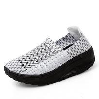 Night Light Woven Shoes Lazy Shoes Fashionable and Trendy Thick Soled Women's Shoes Breathable and Casual Shoes Sports Square Dance Shoes 35 balta