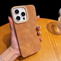Vintage Leather Matte Magnetic Case For iPhone 16 Pro Max 15 Pro 14 13 12 11 Solid Color Slim Soft Shockproof for Magsafe Phone Cover iPhone 16 ruda