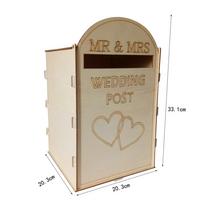 DIY Wooden Wedding Mailbox Post Box with Lock Rustic Hollow Gift Card Holder for Reception Wedding Anniversary Party style 1