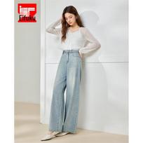 IEF Women's Casual Denim Wide-Leg Pants L