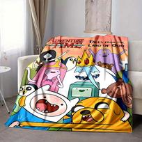 1pc Adventure Time Flannel Throw Blanket - Lightweight Soft Warm All-Season Blanket for Sofa, Bed, Travel, Camping  L1029118 80x120cm