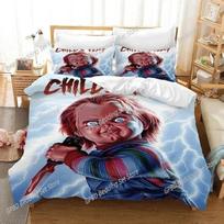Siaubo filmo  Žaidimo vaikas  Chucky patalynės komplektas 3D spausdintas Tinka miegamajam Antklodės užvalkalų komplektas su pagalvių užvalkalais Vaikams Namų tekstilė EU Single(135*200cm)3pcs