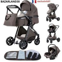BAZARLAND30. 3 viename vežimėlis Kūdikio Kombinuotas Automobilio Sėdynė Lopšys Trio Apverčiamas Reguliuojamas Aukštos Kokybės Nepraleidžianti Padanga Rankena. Šokoladas