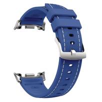 Silicone+Leather Hybrid Band For Samsung Galaxy Watch 8 Classic 46mm Sports Strap For Watch 8 44mm 40mm Bracelet Watchbands For Galaxy Watch 8 mėlyna