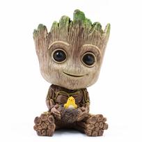 Small Cute Tree Man Groot Flowerpot Pen Pot Figure Model Toys Christmas Gifts for Kids Office Decoration no box beige