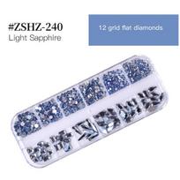 1 Set 12 Grids Nail Art Rhinestone Kit Assorted Shape Glass Flatback Rhinestone DIY Nail Design Crafting Decoration Fake Gems