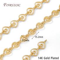 1M 14K Gold Plated Heart Link Chain Spool Hollow Swirl Heart Chain For DIY Necklace Bracelet Jewelry Making Supplies 1 Meter