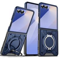 case for Samsung Z FLIP 7 6 360 degree rotating ring holder protective case magnetic full coverage Wireless Charging Kickstand Galaxy Z Flip7 mėlyna
