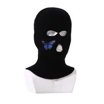 Winter Windproof Knitted Balaclava with Butterfly Design New Three-Hole Pullover Ski Mask Warm Motorcycles Pullover Hat One Size juoda