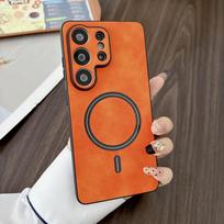 case for Samsung S26 S25 S24 S23 plus ultra magnetic attraction Wireless Charging Shock Proof Anti-Fingerprint full coverage Galaxy S26 oranžinė