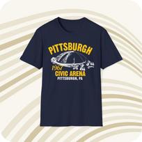Men's and Women's T-shirts Pittsburgh Civic Arena 1967 Classic Cut Hockey T-Shirt - Pittsburgh Penguins S