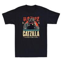 Men's and Women's T-shirts Catzilla Cat Japanese Art Funny Black Cat Monster Parody Graphic XXL