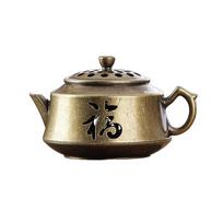 Metal Alloy Incense Burner Teapot Shape with Ventilated Lid for Loose Incense and Coil Incense Suitable for Tea Ceremony and Meditation Use One Size