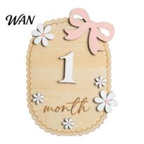 Baby Shower Photo Decoration Monthly Milestone Ornaments, Wooden Growth Markers with 3D Bow And Flower Record Decoration, Cards for Photos Keepsake D
