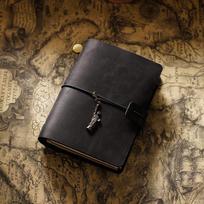 Vintage Full Grain Leather Planner Diary Notebook with Loose Leaf Pages A5 Size Sewing Bound Gift (as the picture,200 Pages)