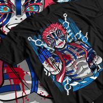 Demon Slayer Tanjiro T-Shirt, Akaza Kimetsu no Yaiba Tee, Unisex Black Shirt All 4XL