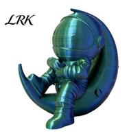 Modern Astronaut Figurine 3D Printed Moon Figurine, Sitting on Crescent Spaceman Statue Statue, Desktop Decoration for Home Office Bookshelf