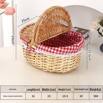 Handcrafted Willow Picnic Basket with Lid
