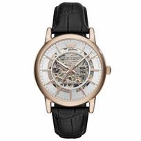 Emporio Armani AR60007 Automatinis vyriškas laikrodis su juodu odiniu dirželiu 43mm juoda