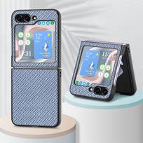 case for Samsung Z Flip 7 6 5 4 3 Foldable screen fiber texture leather texture anti-drop protective case Anti-Fingerprint plain Galaxy Z Flip7 mėlyna