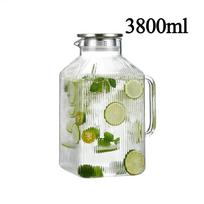 3.8L Glass Pitcher with Lid Large Leakproof Drink Dispenser Tea Jug for Juice Iced Tea Homemade Beverages Coffee, Fridge Kitchen gryna