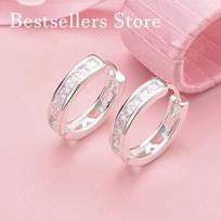 925 Sterling Silver Luxurious Row Zircon Round Ear Clips for Women Fashion Party Favors Jewelry Wedding Accessories sidabras