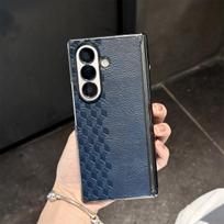 For Samsung Galaxy Z Fold 7 Case Soft PU Leather Hinge Protective Cover Phone Case for Samsung Z Fold 7 6 5 Phone Shell Galaxy Z Fold7 mėlyna