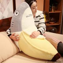 New Kawaii Transform Shark Banana Plush Toy Stuffed CuteShark Doll Animal Pillow Soft Cartoon Cushion Kid Christmas Gift 45cm