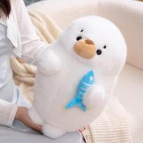 35cm Creative Fish-Holding Seal Plush Stuffed Doll Cute Animal Plush Toys Kawaii Room Decoration Doll Pillow Kids Birthday Gifts 35cm
