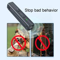 Ultrasonic Dog Training Repeller Portable with LED Flashlight Stop Bark Training Device Rechargeable Handheld for Indoor Outdoor grey