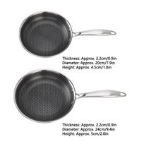 316 Stainless Steel Frying Pan Compound Bottom Universal Prevents Stick Easy to Clean Fry Pan for Induction Cooktops Gas Cooktop 20cm