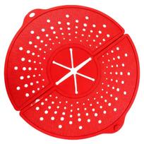 Silicone Splatter Guard Foldable Silicone Cover Rotatable Grease Splatter Guard For Frying Pot Boiling Stewing Steaming Home raudona