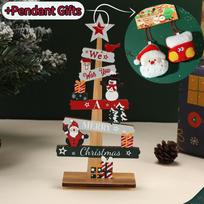 2/4×Wooden Xmas Tree Ornaments Santa Claus Snowman Plush Toy 2026 Merry Christmas Home Decoration New Year Desktop Decor Navidad