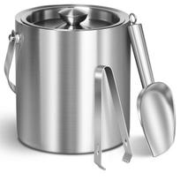 2026+ Ice Bucket with Lid & Tong- Well Made Insulated Stainless Steel - Ideal for Cocktail Bar, Parties, Chilling Wine, 2L China Mainland