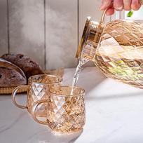 Myhobby Luxury High-End Stylish Heat-Resistant Borosilicate Glass Pitcher for Living Room, Large Capacity with Handle for Home Use