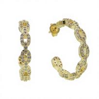 Promotion Rainbow Gold Color Cuban Chain Circle Hoop Earring for Women Korean Earrings Zirconia Crystal Cuban Chain Jewelry Gift