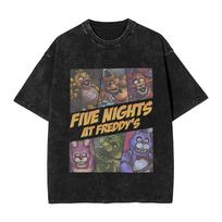 Humorous FNAF At Freddys TShirt Men Crew Neck Pure Cotton Washed T Shirt  Short Sleeve Tees Plus Size Clothing 2XL