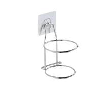 Double Round Hair Dryer Holder Wall Mount No Drill Stainless Bathroom with Adhesive Backing One Size balta