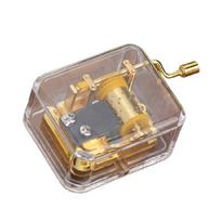 Clear Acrylic Music Box with Manual Operate Hand Crank Musical Box for Bedroom Ornament and Birthday Christmas Gift