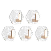 Hexagon Self-Adhesive Hooks 5 Pack, Adhesive Hooks for Bathroom Kitchen Towels Keys Home Decor No Drilling Required One Size auksas