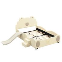 Bear Bed Shape Cartoon with Slide Ladder Ergonomic Design Strong Girl Load Bearing Wood Slat Support Bedroom Furniture smėlis