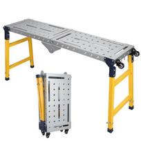Stabili sulankstoma platforma, tvirta, reguliuojama darbo platforma, 1100 svarų talpa, cinkuotas plienas su ratukais, nešiojama ir neslystanti paviršius, 4/5 aukštis 140cm