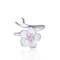 Light Luxury Open Finger Ring Pink Rhinestone Adjustable Rhinestone Couple Ring Temperament Elegant Cherry Blossom Cuff Ring sidabras