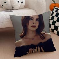L-Lana Del Rey Cushion Cover Linen Pillow Case Soft Breathable Protective Couch Room Decoration Peach skin 18*18(CM)-1Pcs