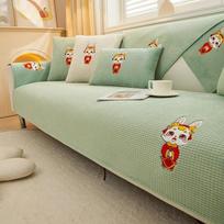 Işlemeli tavşanlar kalın peluş kanepe kılıfı yüksek kaliteli kaymaz kanepe yastığı kanepe havlu kanepe kılıfı ev oturma odası dekorasyon 70x70cm 1pcs