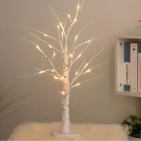Šiltai baltas LED beržas namų dekoravimui – USB/baterija veikianti mini dirbtinė eglutė su šviesomis, skirta vestuvių dekoravimui Warm White&WHITE