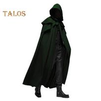 Helovyno Cosplay apsiaustas su gobtuvu vienspalvio dizaino Unisex Cape Loose Fit Maskaradinis vakarėlio raganos kostiumas L žalia