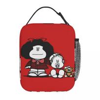 Kawaii Hermanos Mafalda Prekės Izoliuoti Pietų Krepšiai Mokyklai Biurui Mielas Komiksų Maisto Krepšys Nešiojamas Šaltkrepšis Šiluminės Pietų Dėžutės 26x21x11CM smėlis
