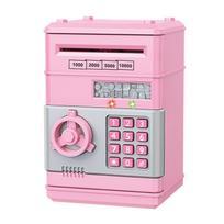 Kūrybinis Piggy Bank Automatinis Mini Seifas Monetos Pinigų taupymo Pinigų dėžutė Slaptažodis Skaitliuko kodas Raktų užraktas Monetų bankas bankomatas Dovana vaikui rožinė